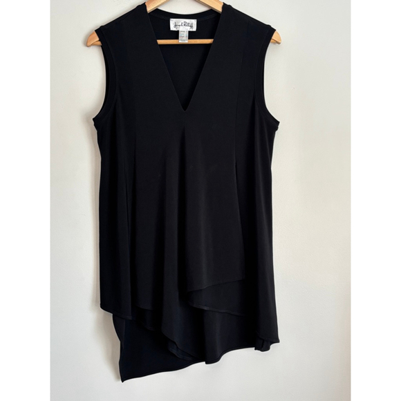 Joseph Ribkoff Black Sleeveless Asymmetrical Tunic Top Size 10 Career Elegant - Picture 3 of 8